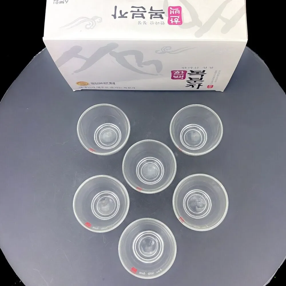 Set of 6 Bokbunja Bokbun Korean Shot Glass Korea Traditional Wine Cup Barware